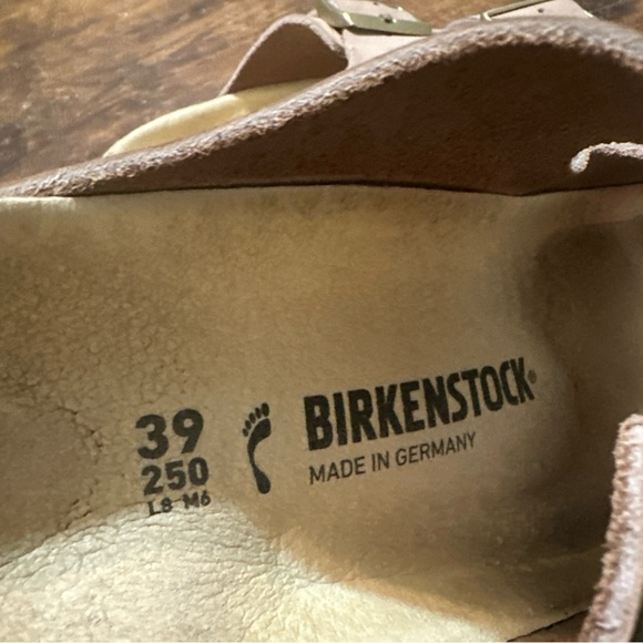 Birkenstock Arizona Taupe Suede Leather Men 6 Women 8 Sandals Slides Comfy - Picture 4 of 9